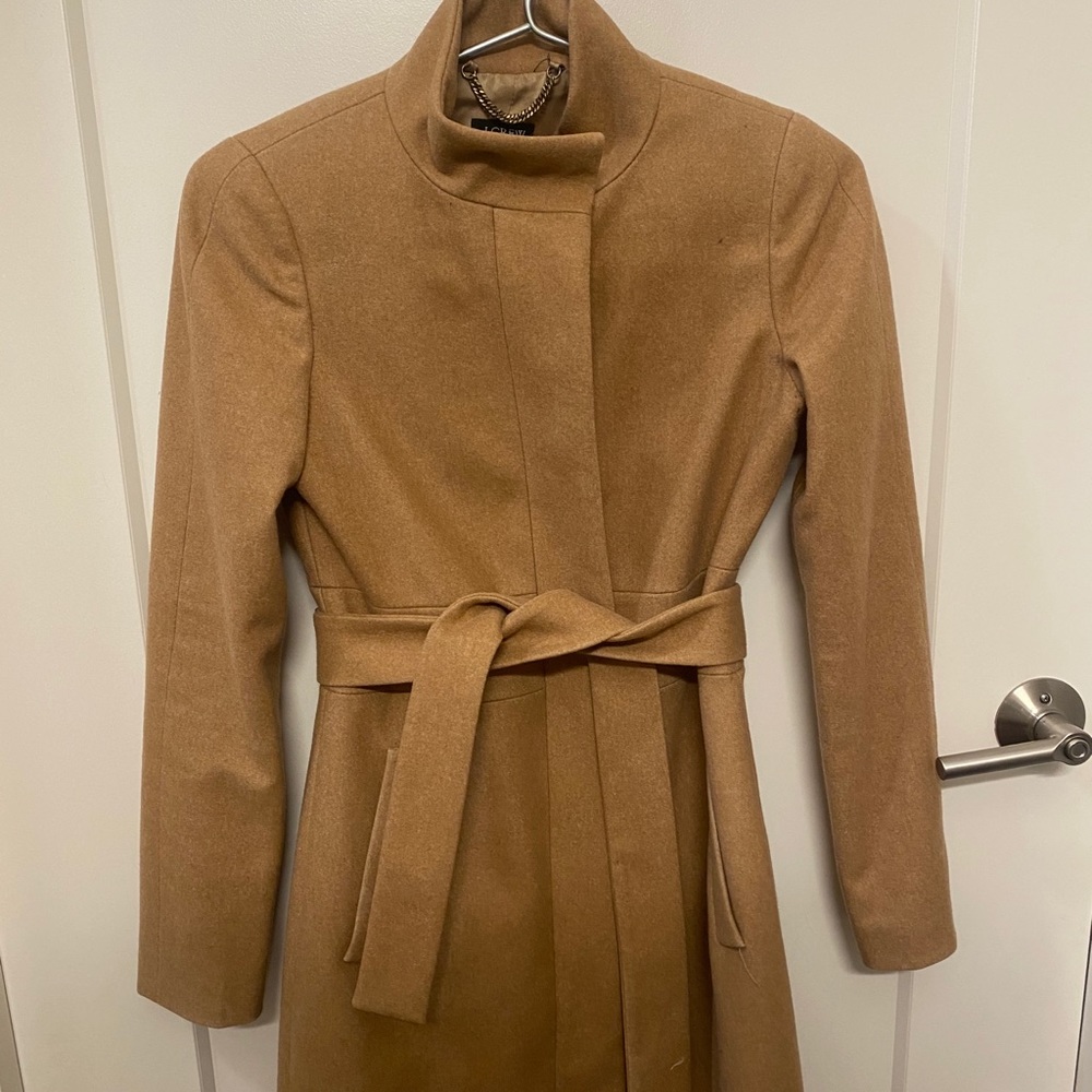 J Crew Wool Funnel Neck Long Coat
